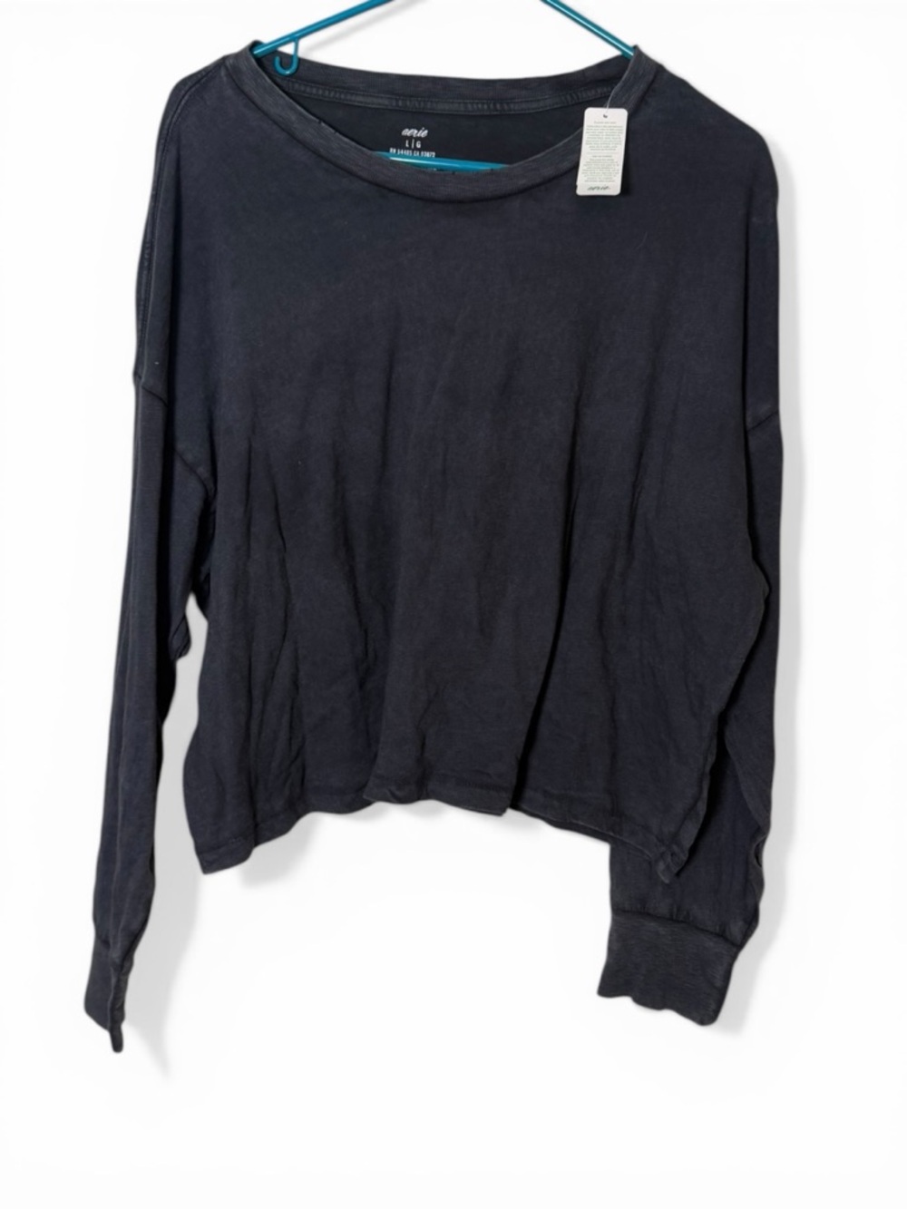 aerie Black Long-Sleeve Crew Tee